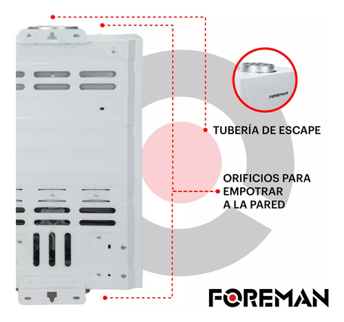 Calentador de agua instantáneo a gas Lp 6l por minuto Foreman blanco