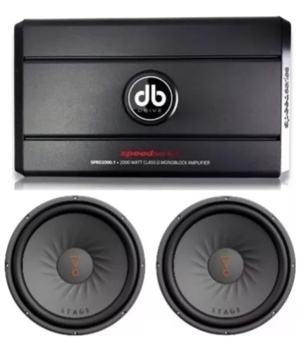 Paquete Amplificador Clase D  Db Drive Y 2 Subwoofers 12 Jbl