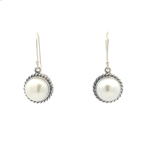 Aretes De Plata 925 Perla Natural Cultivada Oxido Agálea 