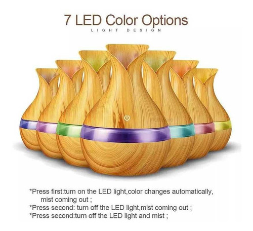Imagem 2 de 4 de 5 Difusor Umidificador Aromatizador De Ar Essência 7 Cor Led