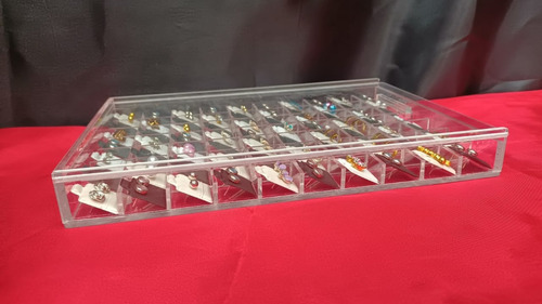 Caja Acrilico Organizador Aretes 70 Pares 1 Pz