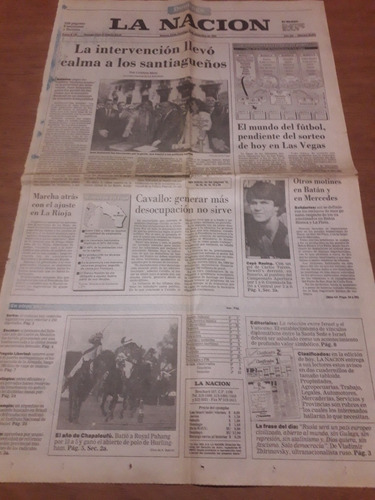 Tapa Diario Nación 19 12 1993 Santiago Del Estero Schiaretti