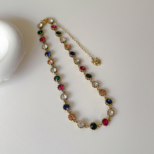 Collar Vintage Con Gemas, Pulsera Circular De Diamantes De C