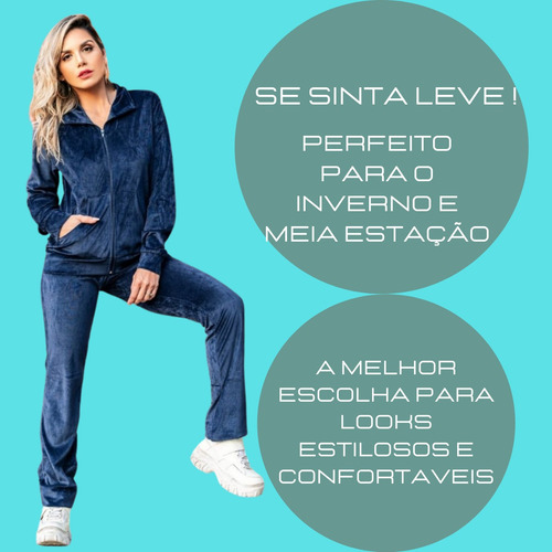 Imagem 7 de 7 de Conjunto Feminino De Plush Veludo E Calça Agasalho De Frio