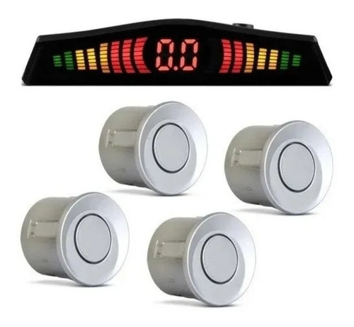 Kit Sensor De Estacionamento Ré 4 Sinal 22mm Sonoro Universal Cor Prata