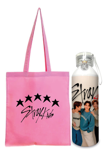 Tote Bag Stray Kids R + Botella En Aluminio - Estampaking