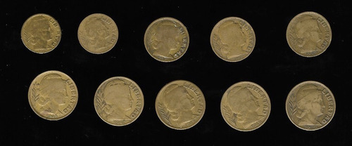 Ltc714. Lote De 10 Monedas Diferentes Decada Del '40