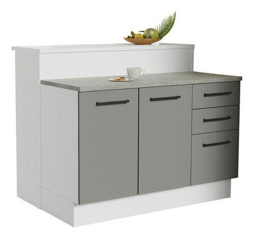 Isla Cocina Con Encimera Y Mostrador Madesa Agata 120cm Mg 1 Color Blanco/Gris