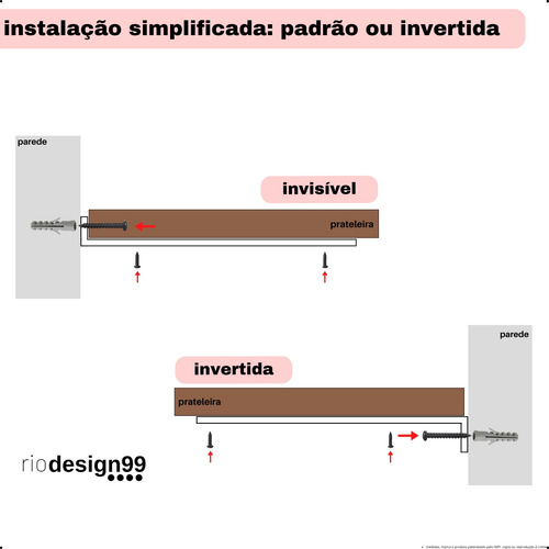 40cm - Mão Francesa Cantoneira Branca Invisível - rio design99 - Ferro Aço Suporte Para Prateleira Reforçada Resistente Industrial Madeira Bancada Estante s56