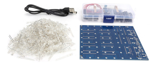 8x8x8 3d Led Diy Cubo De Luz Kit Cuadrado Blanco Led Azul Ra