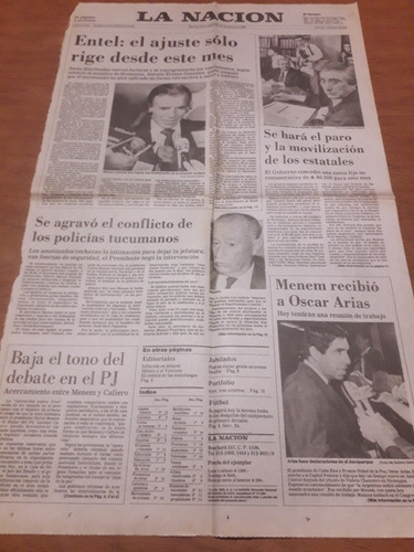 Tapa Diario La Nación 21 03 1990 Tucuman Entel Ubaldini 