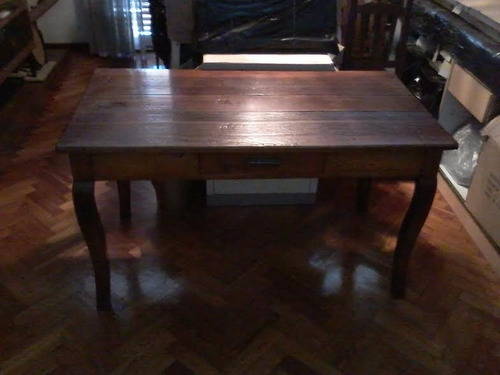 Mesa De Madera Maciza Con Cajón Amplio-tipo Campo