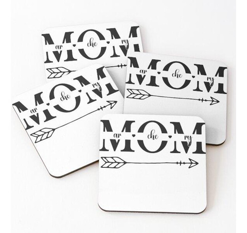Set Posavasos Mamá Tiro Con Arco Me Encanta Mamá Silueta Del