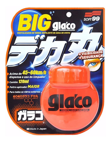 Cristalizador De Vidros Parabrisas Soft99 Big Glaco 120ml