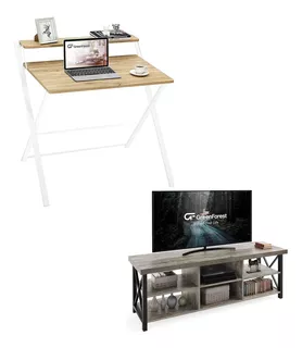 Greenforest Folding Desk No Assembly Required With Tv Stand