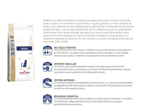 Imagen 3 de 9 de Alimento Gatos Balanceado Royal Canin Renal Siameses 2 Kg.