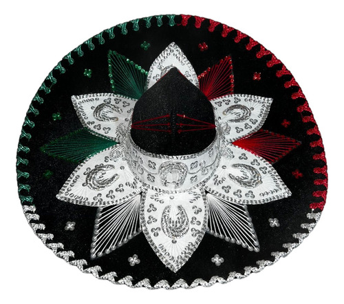 Sombrero Charro Tricolor Adulto Fiesta Mexicana Artesanal