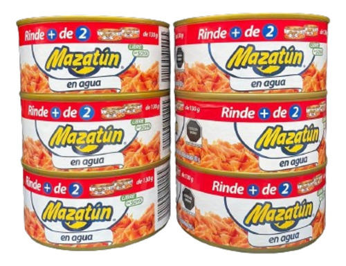 Atún Enlatado Mazatún En Agua Pack De 6 Latas De 285 Gr