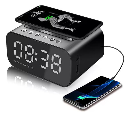 Reloj Despertador Digital Led Con Bocina Bluetooth Y Radio