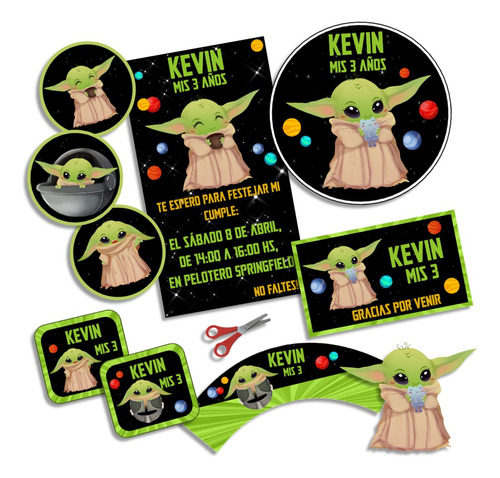 Kit Imprimible Grogu Baby Yoda Personalizado Cumpleaños