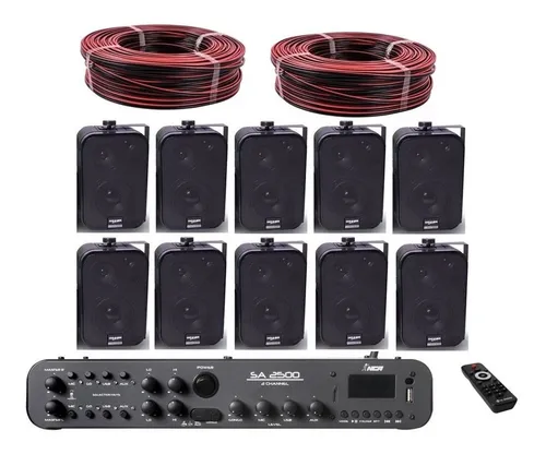 comprar Som Ambiente 10 Cx Sp400  Donner+amplif. Sa2500 180w Bt+150m