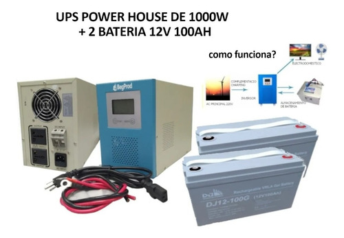 Imagen 2 de 4 de Ups Power House De 1000w + 2 Bateria 12v 100ah