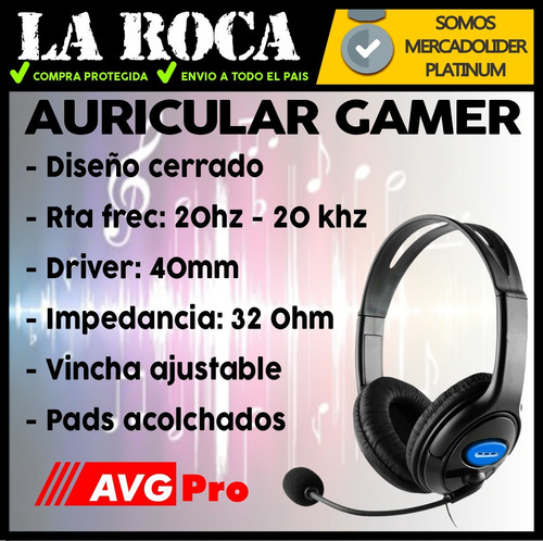 Auricular Gamer Microfono Youtuber Xbox Pc Ps4 Gaming