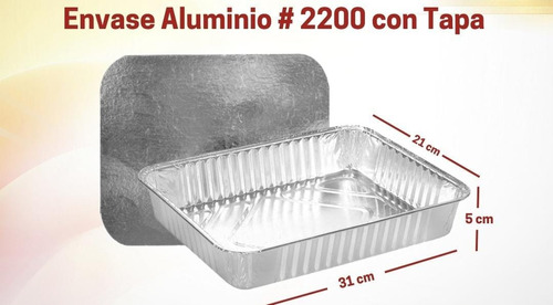 Bandejas Envases De Aluminio 2200 Con Tapas Aluminizadas 