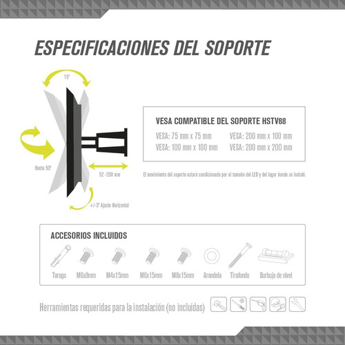 Soporte Tagwood HSTV88 de pared para TV/Monitor de 17" a 43" negro