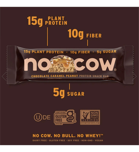 No Cow Barras Proteina Chocolate Caramel Peanut 4 Barras