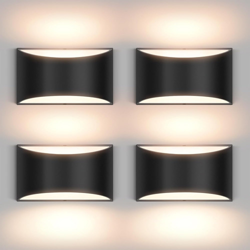 Aplique Led Moderno Negro Para Pared Interior 4 Ud