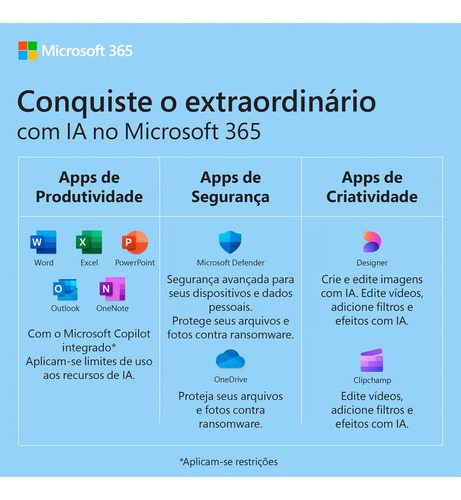 Microsoft 365 Personal Mídia Física Licença 12 Meses