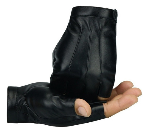 Nuevo 1 Par De Guantes De Medio Dedo De Cuero Pu For