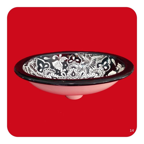 Imagen 2 de 2 de Lavabo Chico Color De Cerámica Tipo Talavera 40x30x14 Cm M14