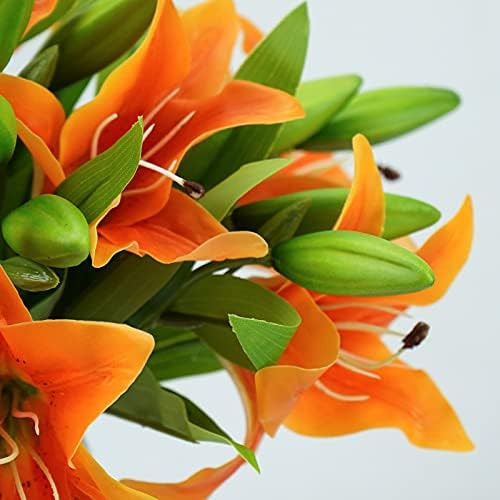 Minyulua 8 Piezas De Flores Artificiales De Lirio Naranja De