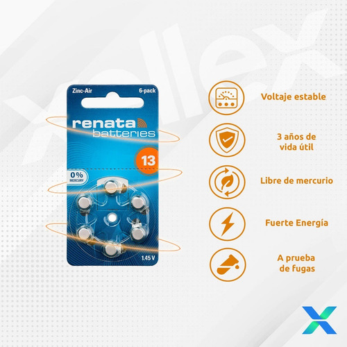 Imagen 4 de 8 de 30 X Pilas Audifono Renata 13 Pr48 Alemania San Martin