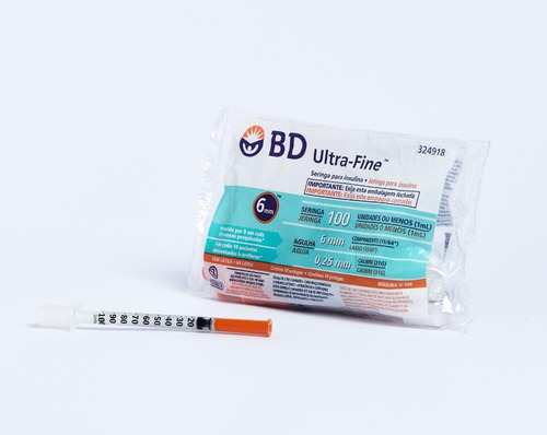 Seringa De Insulina Bd Ultra-fine 100 Ui De 6 Mm Com 10 Un