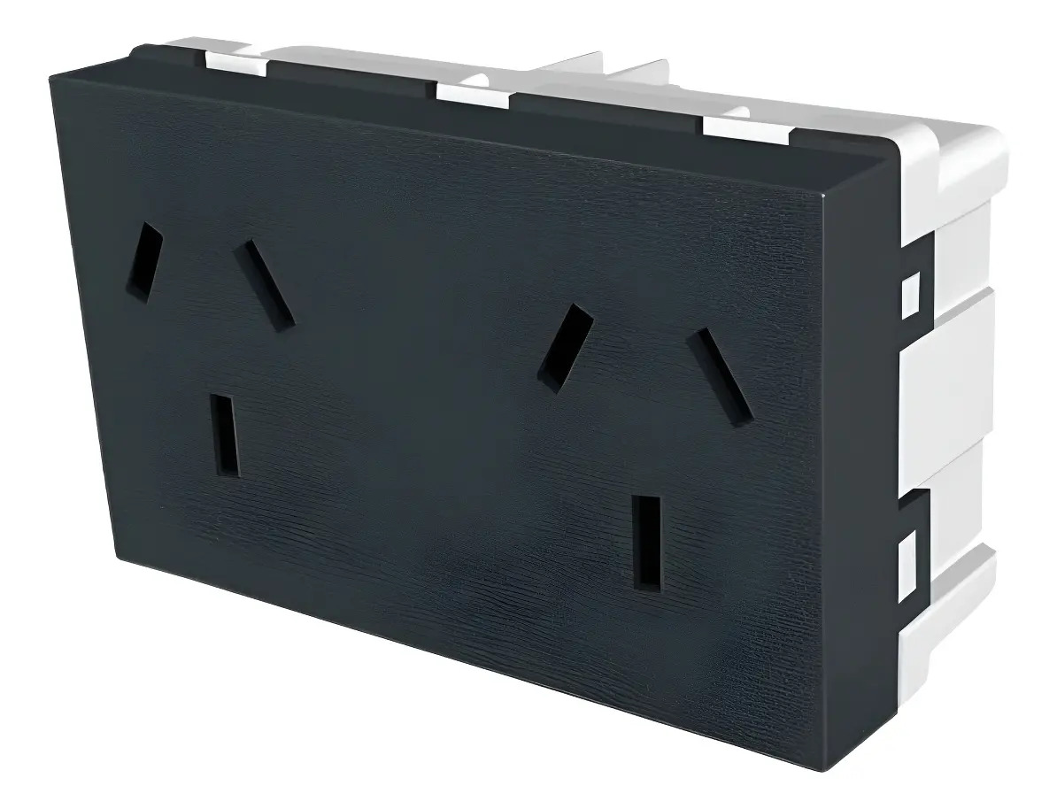 Pack X10 Modulo Toma Doble Negro Jeluz Platinum 10a- 80028