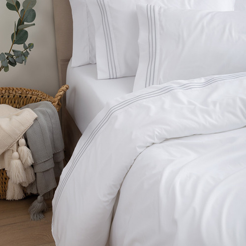 Juego De Sábanas Hoteleras 700 Hilos Twin Size Blanco