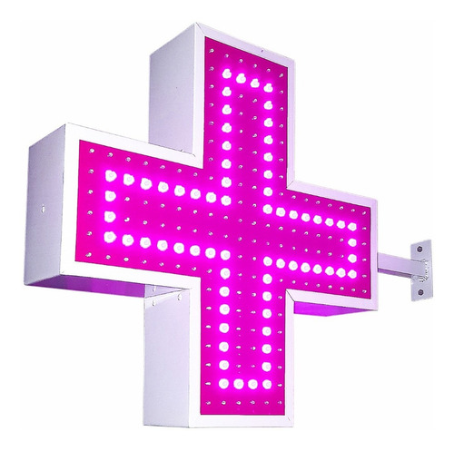 Cartel Cruz Led Veterinaria Rosa/magenta 60x60 Multiefectos