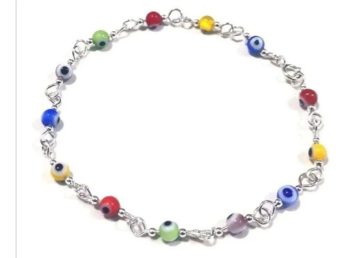 Pulsera Ojos Turcos Multicolor, Plata .925