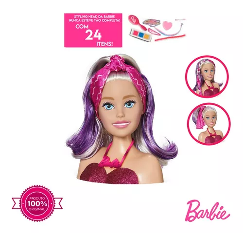 Busto Boneca Barbie Para Pentear E Maquiar Vem Com Maquiagem no Shoptime