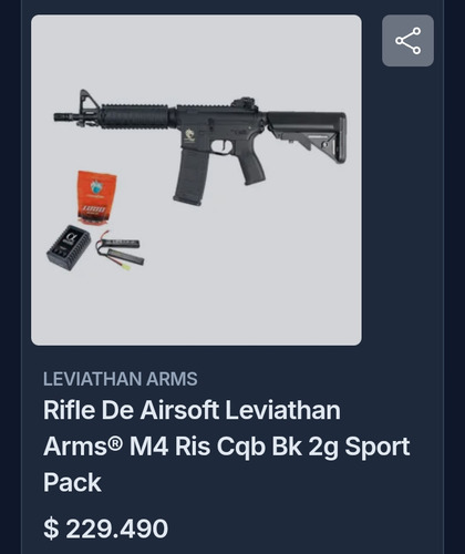 Rifle De Airsoft Leviathan M4 Ris Cpb Bk 2g