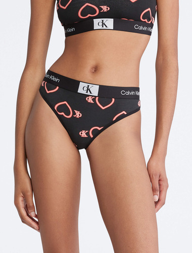 Tanga Negra Valentines Calvin Klein Mujer