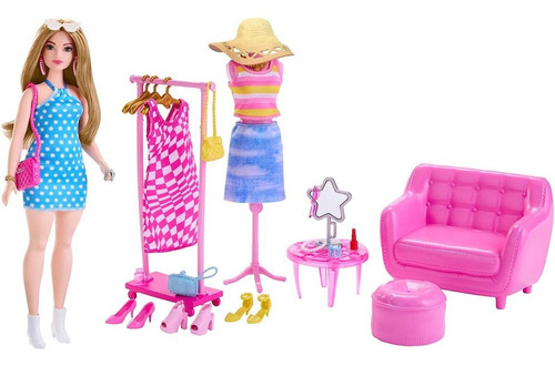 Imagen 2 de 6 de Muñeca Barbie Estilista Y Closet A La Moda