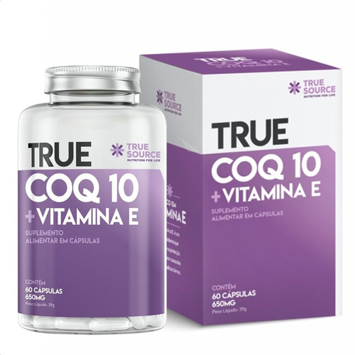 Coq-10 Coenzima Q10 + Vitamina E 60 Caps - True Source Sabor Sem sabor