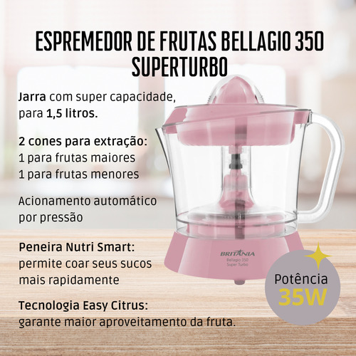 Liquidificador Rosa + Batedeira E Espremedor 220v Rosa