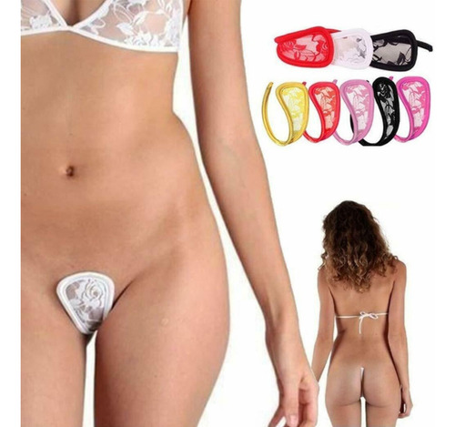 4pz Sexy Tanga Invisible C String Lencería Mujer Encaje Flor