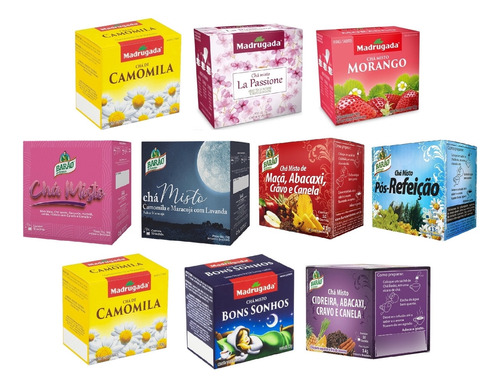 10 Chá Misto Combo Kit Madrugada Flores E Chás Com 10 Sachês