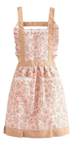 3 Delantal De Chef Elegante Con Bolsillos: Rosa